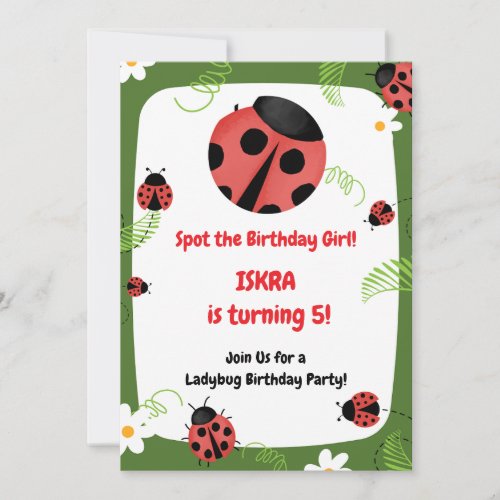 Ladybug Birthday Invitation Girl Editable