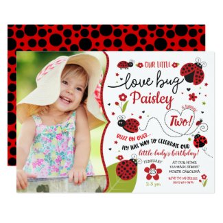 Ladybug Birthday Invitation, Lady Love Bug Invite