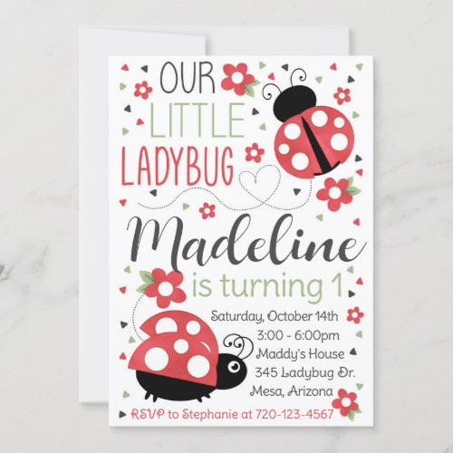 Ladybug Birthday Invitation Ladybug Invitation