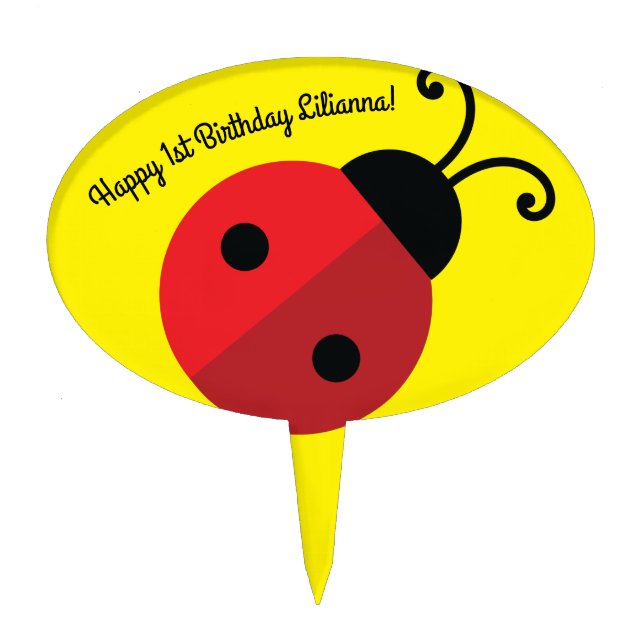 Ladybug Birthday Party Cake Topper (Front)