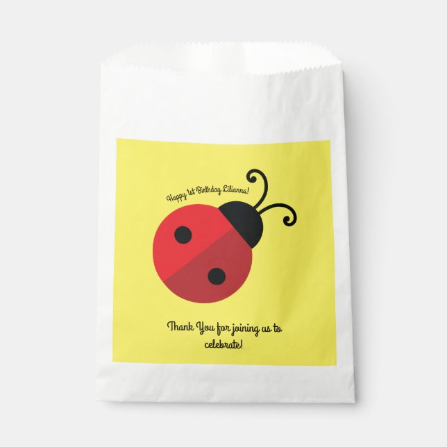 Ladybug Birthday Party Favor Bag (Front)