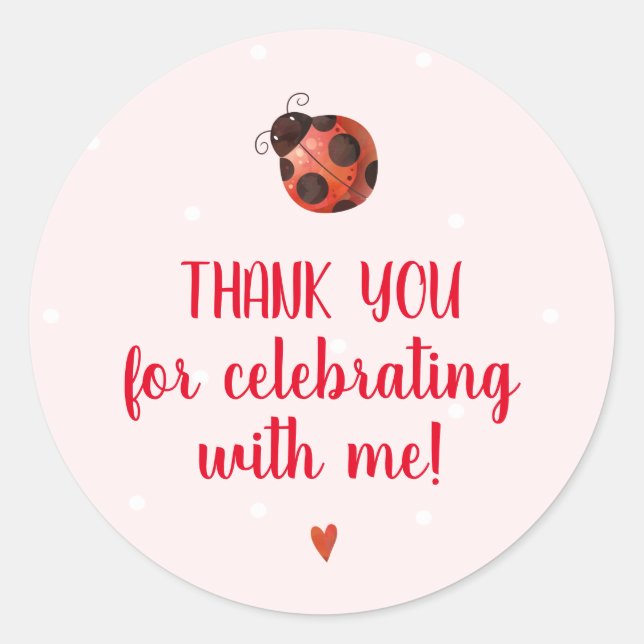Ladybug Birthday Party Favor Stickers (Front)