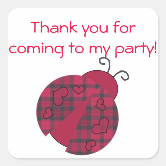 Ladybug Birthday Party Favor Stickers (Front)