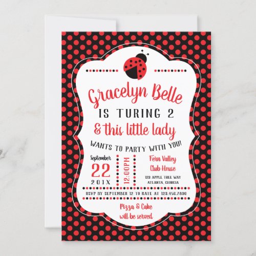 Ladybug Birthday Party Invitation Little Lady Invitation