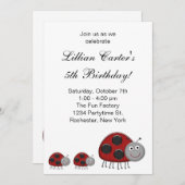 Ladybug Birthday Party Invitations (Front/Back)