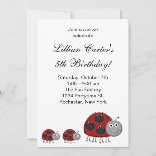 Ladybug Birthday Party Invitations