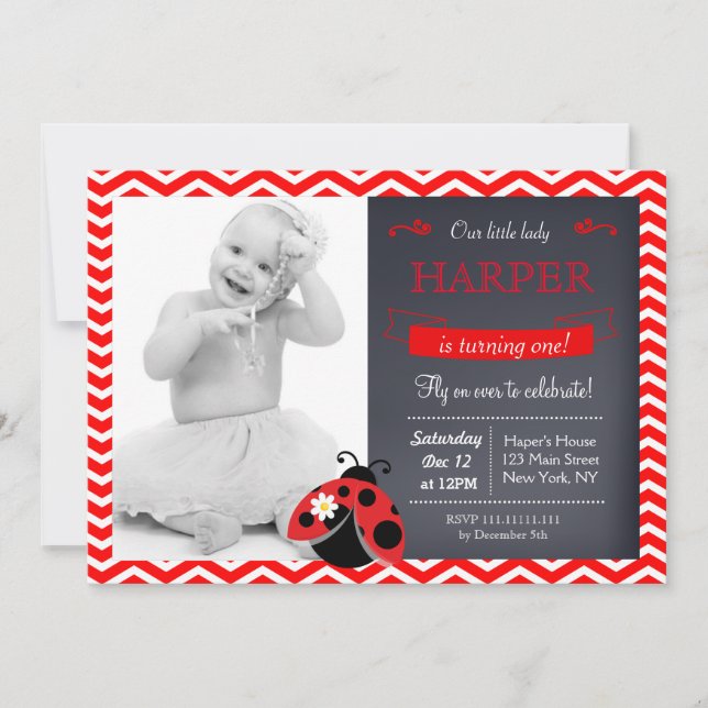 Ladybug Birthday Party Invitations (Front)