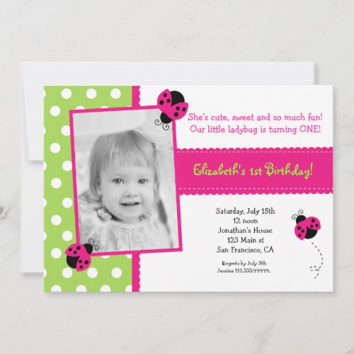 Ladybug BIrthday Party Invitations