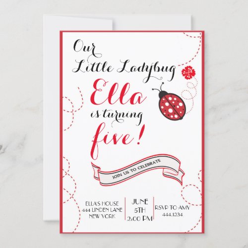 Ladybug Birthday Party Invitations