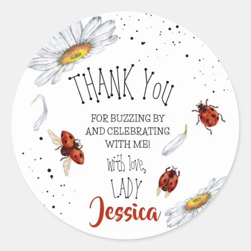 Ladybug Birthday party thank you Classic Round Sticker