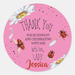 Ladybug Birthday party thank you Classic Round Sticker