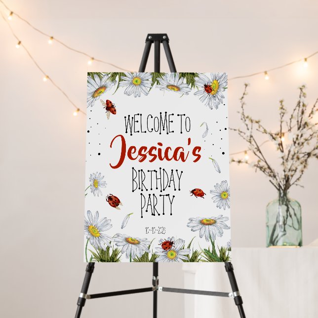 Ladybug Birthday party Welcome Sign (In Situ (Stand))