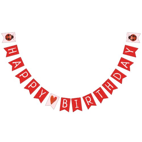 Ladybug Birthday Pennant Banner Bunting Flags