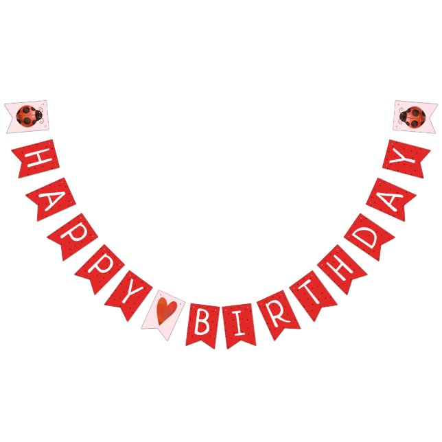 Ladybug Birthday Pennant Banner Bunting Flags (All)