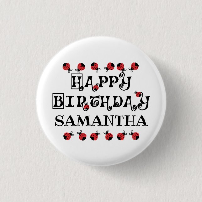 Ladybug Birthday Personalized Button (Front)