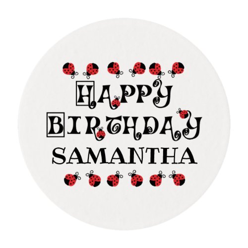 Ladybug Birthday Personalized Edible Frosting Rounds