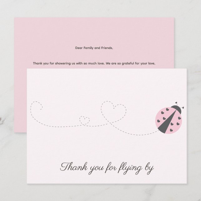 Ladybug Birthday Thank You Card (Front/Back)