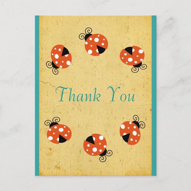 Ladybug Birthday Thank You Postcard (Front)