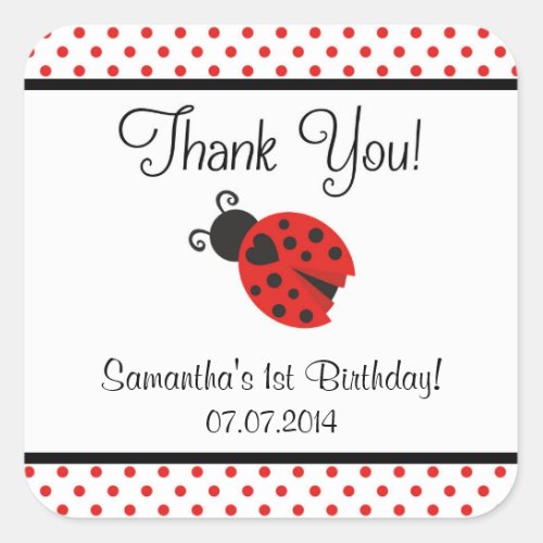 Ladybug Birthday Thank You Stickers