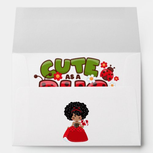 Ladybug Black Princess Fairy Tale Birthday Party Envelope