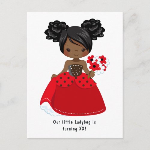 Ladybug Black Princess Fairy Tale Birthday Party Postcard