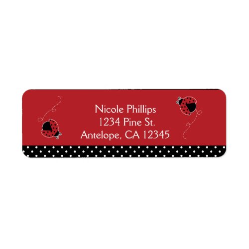 Ladybug Black  Red Invitation Address Labels