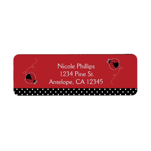 Ladybug Black & Red Invitation Address Labels (Front)