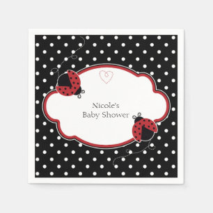 Ladybug Black White & Red Polka Dot Party Napkins
