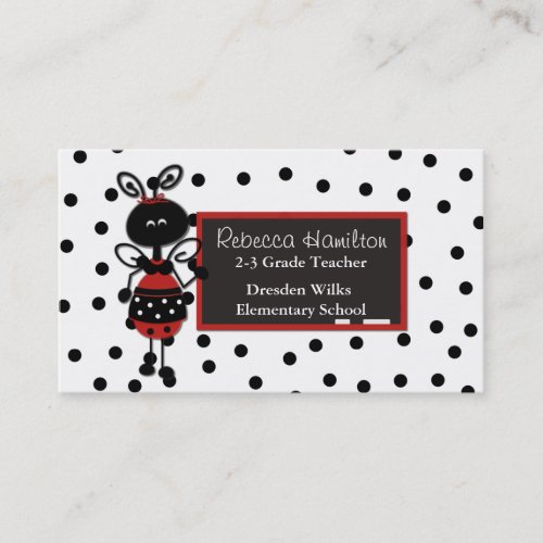 Ladybug Blackboard Teachers Business Card