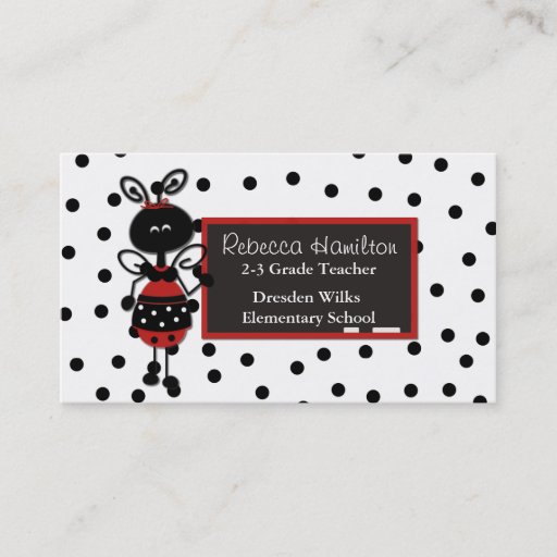 Customizable Ladybug Blackboard Teacher's Business Card