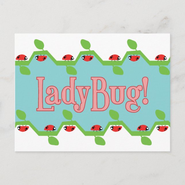 Ladybug Blue Background Postcard (Front)