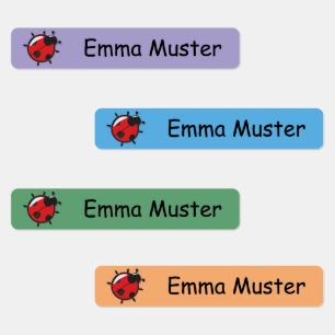 Ladybug - blue purple green orange   96 narrow kids' labels