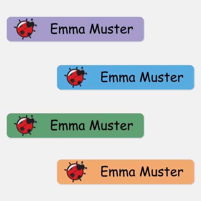 Ladybug - blue purple green orange | 96 narrow kids' labels (Group)