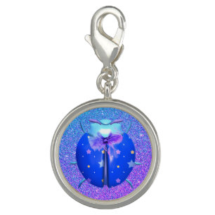 Ladybug blue purple star cute glitter look charm