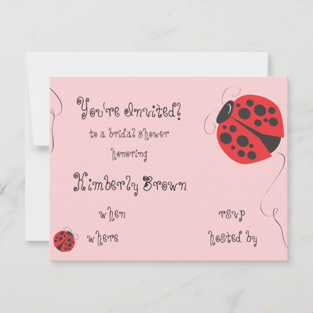 Ladybug bridal shower or birthday party invitation (Front)