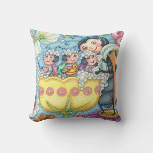 Ladybug Bubblebath LADYBUG FAMILY THROW PILLOW (Front)