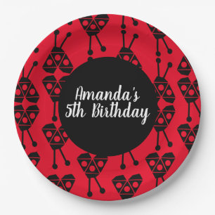 Ladybug Bug Insect Geometrical Birthday Party Red Paper Plates