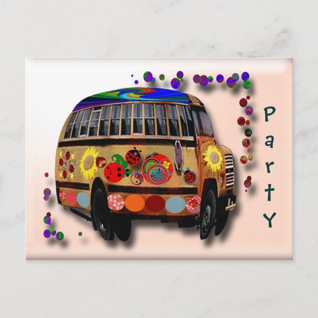 Ladybug Bus Invitation Postcard (Front)