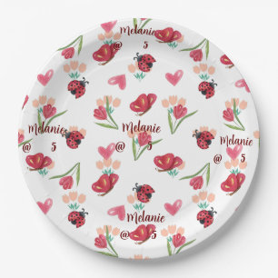 Ladybug, Butterfly and Tulip Heart Pattern Paper Plates
