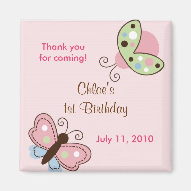 Ladybug Butterfly Birthday Favor Magnets (Front)