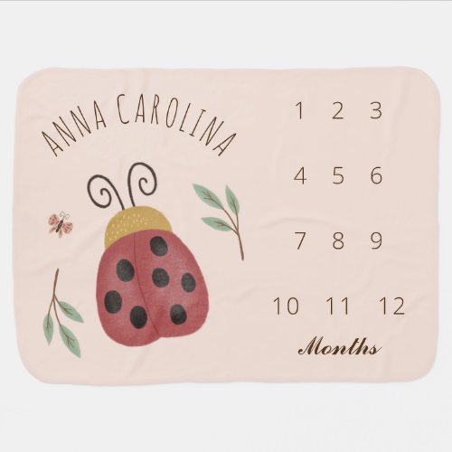 Ladybug  Butterfly Forest Theme Name Milestone Baby Blanket