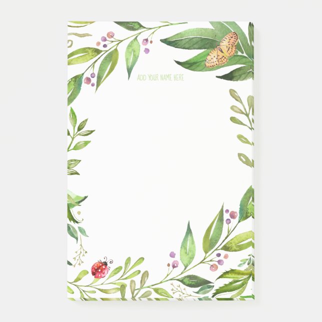 Ladybug & Butterfly Garden | Add Your Own Monogram Post-it Notes (Front)
