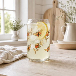 Ladybug Can Glass Cute Garden Insect Drinkware