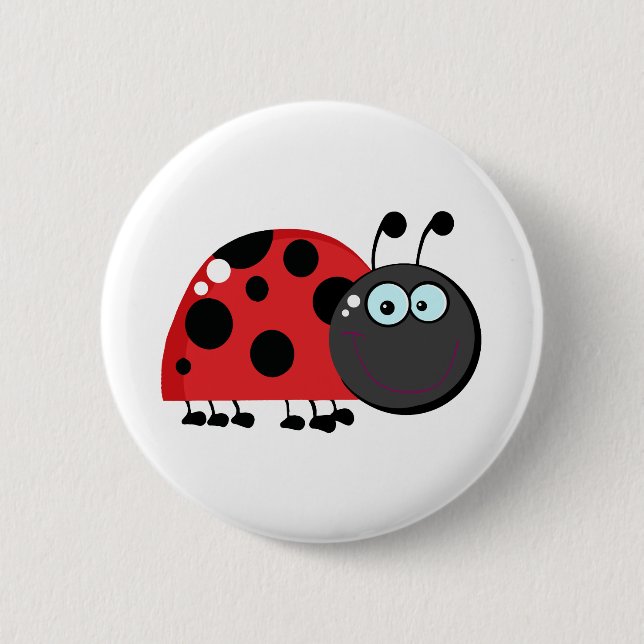Ladybug Cartoon Character Pinback Button (Front)