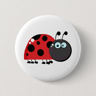 Ladybug Cartoon Character Pinback Button