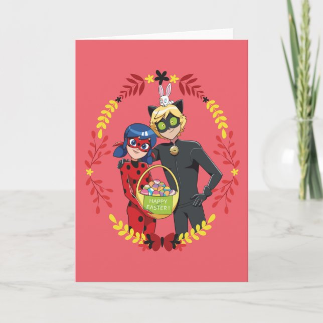 Ladybug & Cat Noir Easter Basket Card (Front)