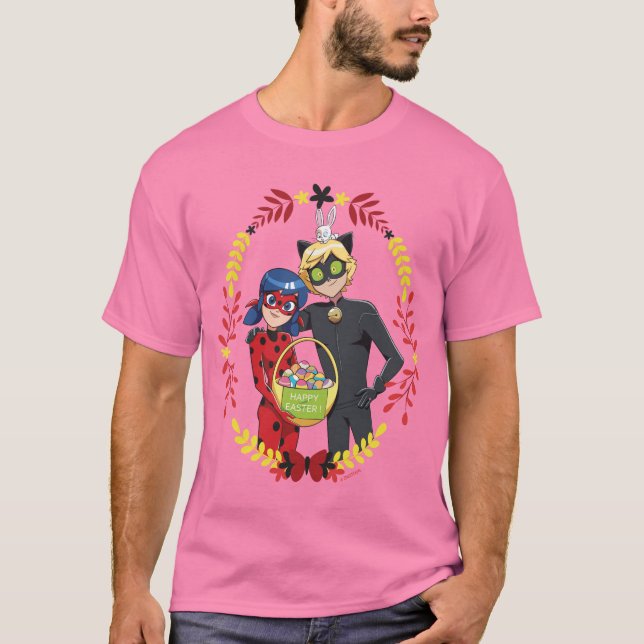 Ladybug & Cat Noir Easter Basket T-Shirt (Front)