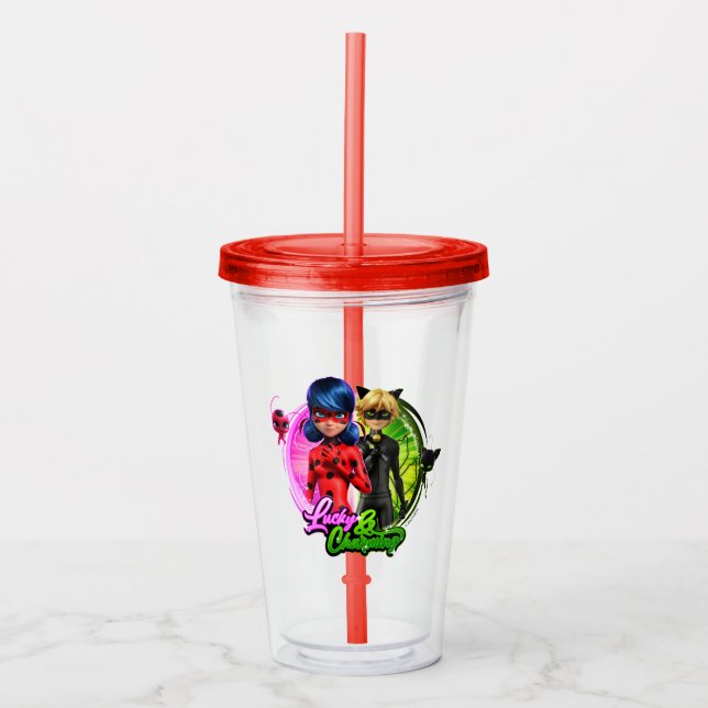 Ladybug & Cat Noir | Lucky & Charming Acrylic Tumbler (Front)