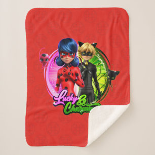 Ladybug & Cat Noir Lucky & Charming Sherpa Blanket