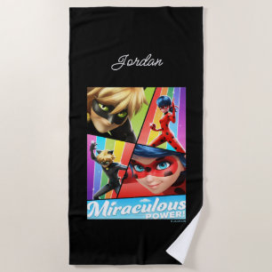 Ladybug & Cat Noir Miraculous Power! Beach Towel